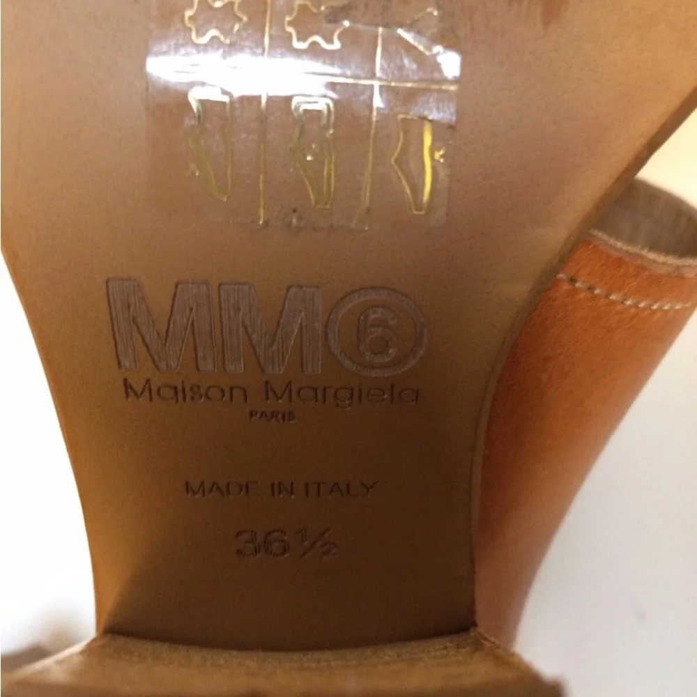 Martin Margiela leather open toe stacked heel tan size 36.5